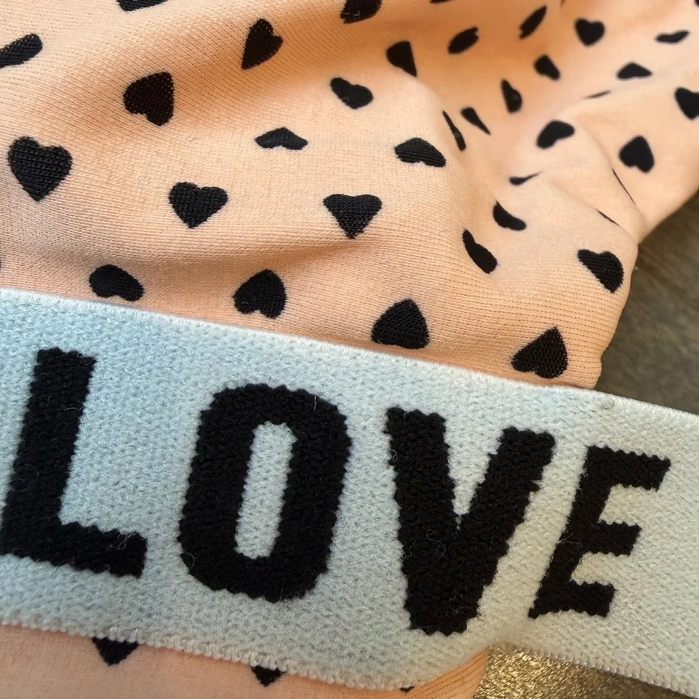 Kids Pink Heart One-Piece Swimsuit with 'LOVE' Waistband